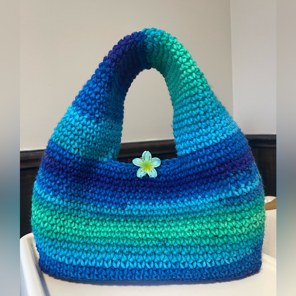 Handmade ❤️ Multicolor Knit Crochet Tote Bag Women’s Purse